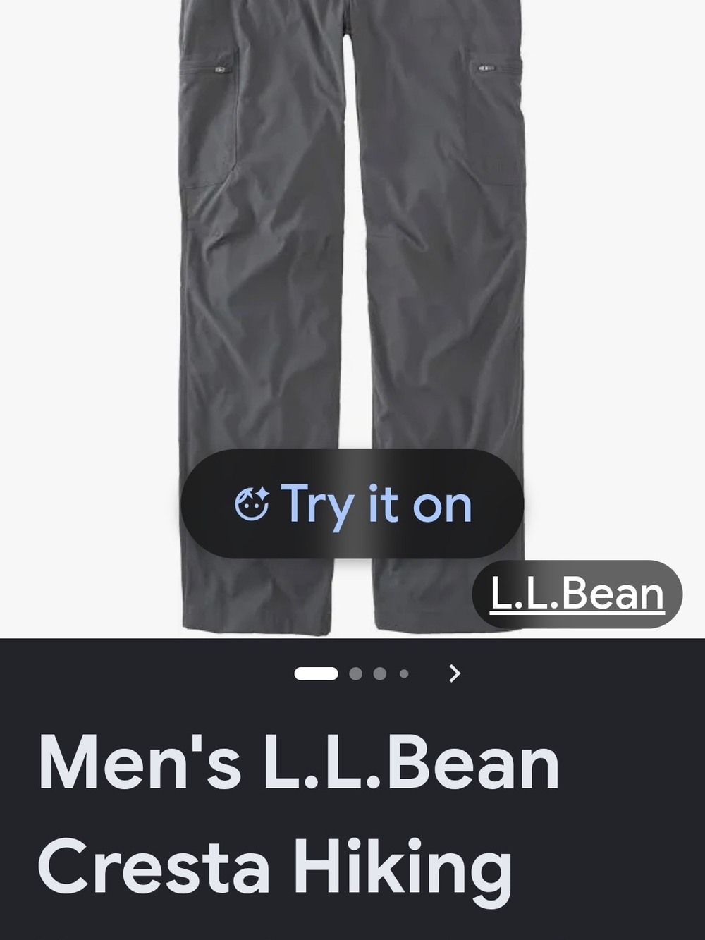 L.L. Bean Men's Cresta Hiking Pants - Charcoal Gray